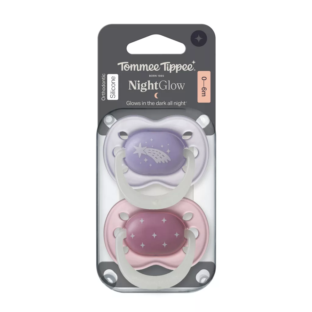 Tommee Tippee Night Glow éjszakai nyugtató cumi sterilizáló tokkal 0-6 hó 2 db