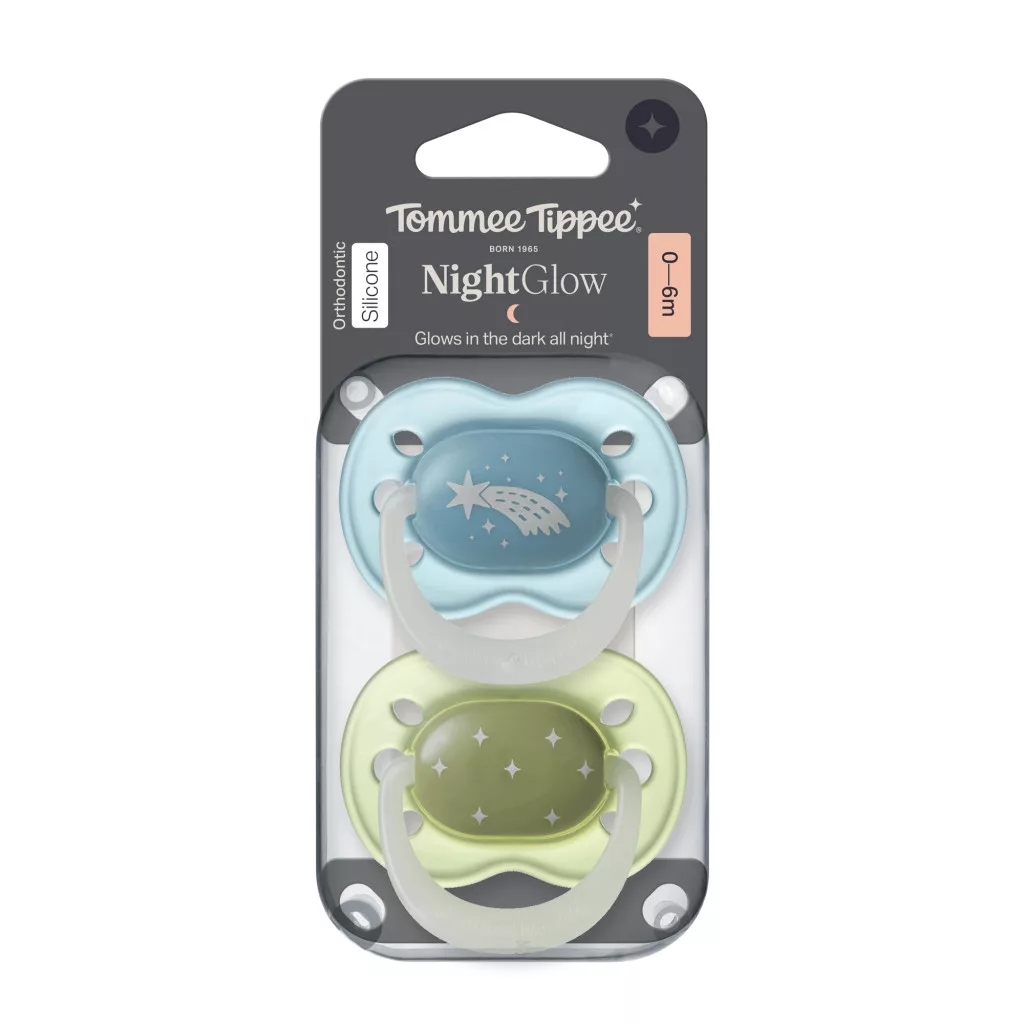 Tommee Tippee Night Glow éjszakai nyugtató cumi sterilizáló tokkal 0-6 hó 2 db