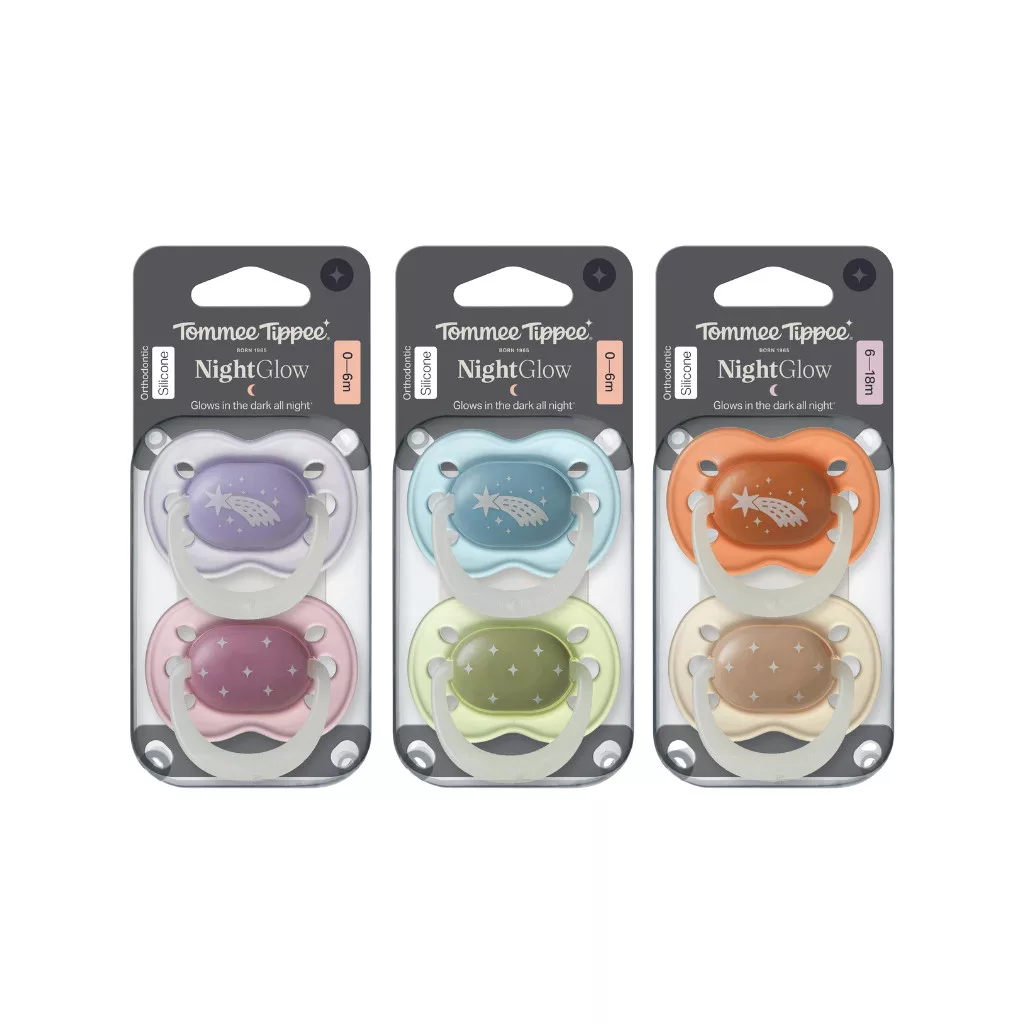 Tommee Tippee Night Glow éjszakai nyugtató cumi sterilizáló tokkal 0-6 hó 2 db