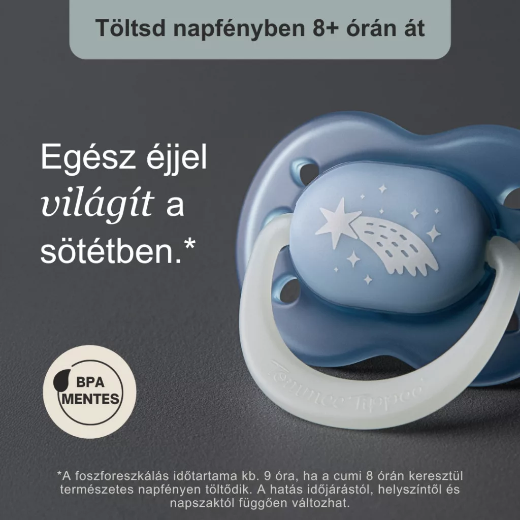 Tommee Tippee Night Glow éjszakai nyugtató cumi sterilizáló tokkal 0-6 hó 2 db