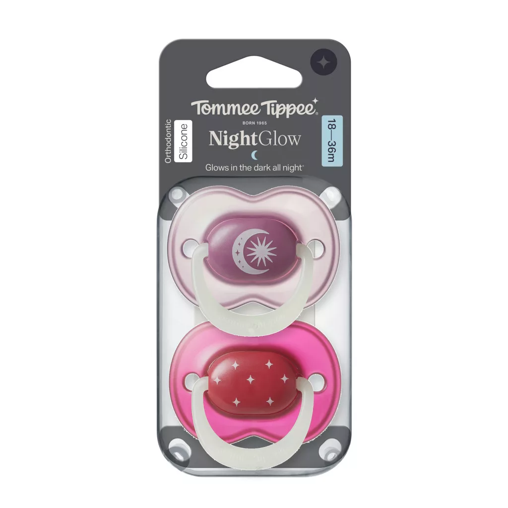 Tommee Tippee Night Glow éjszakai nyugtató cumi sterilizáló tokkal 18-36 hó 2 db