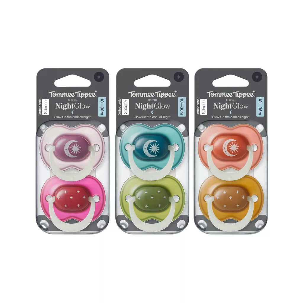 Tommee Tippee Night Glow éjszakai nyugtató cumi sterilizáló tokkal 18-36 hó 2 db