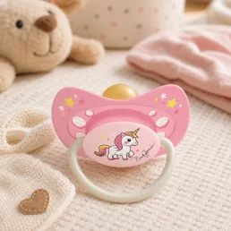   BabyBruin latex játszócumi világító karikával cseresznye cumival 1-es méret (Unikornis)