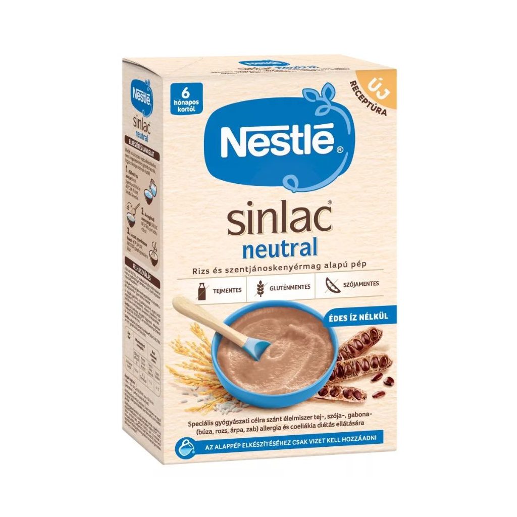 Nestlé Sinlac Neutral rizs- és szentjánoskenyérmag alapú pép édes íz nélkül 6 hó+ (650 g)