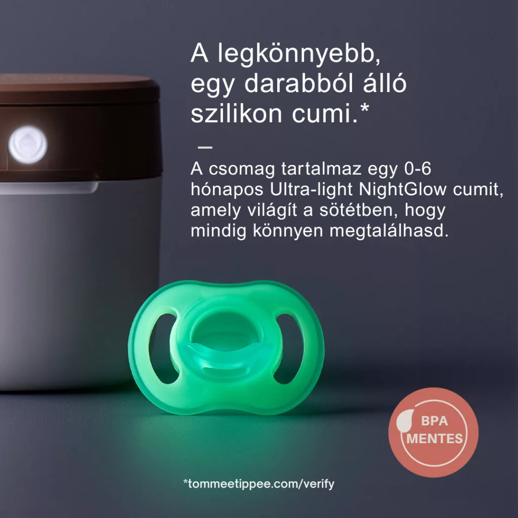 Tommee Tippee Night Glow Pod UV sterilizáló és fénytöltő tok Ultra Light cumival