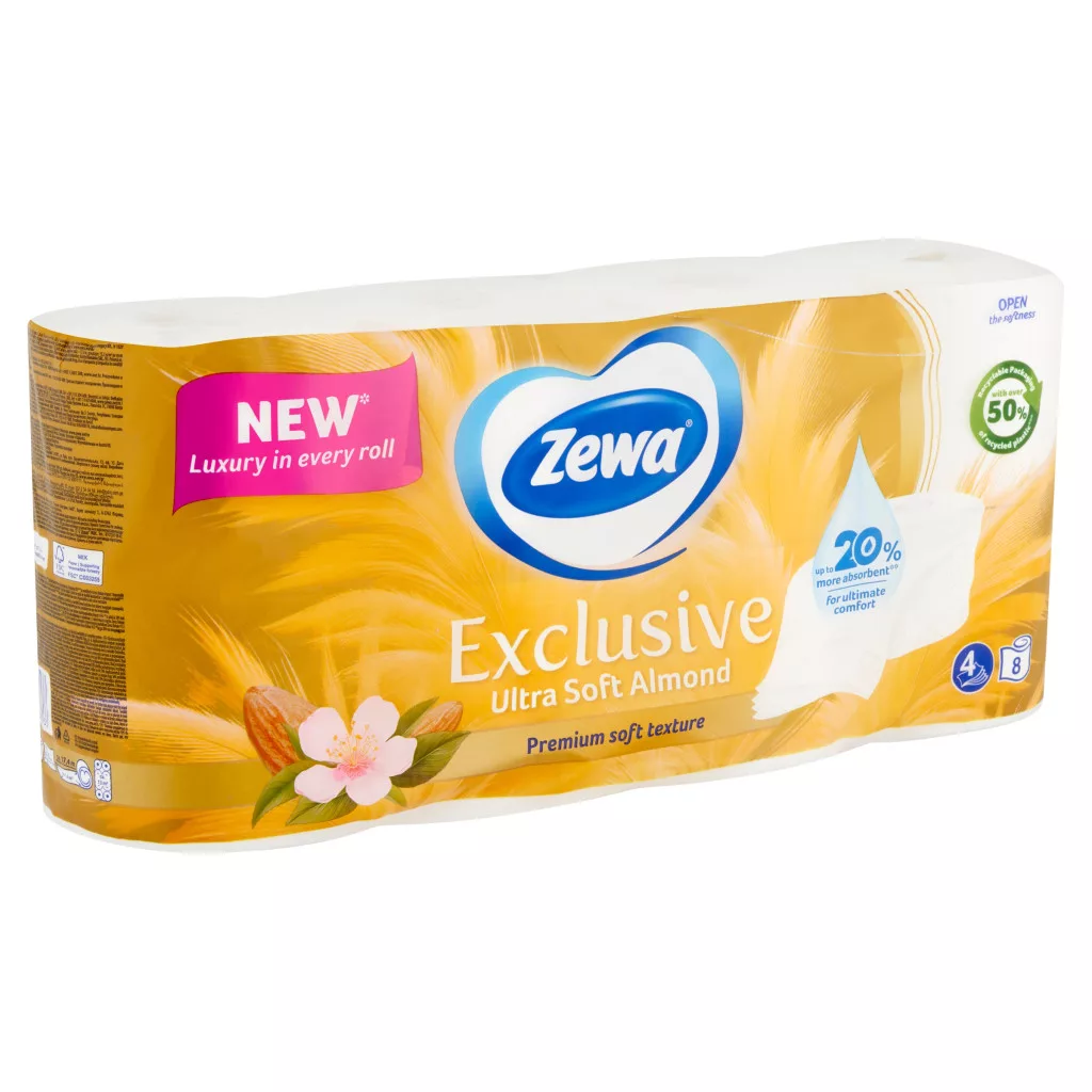 Zewa Exclusive Almond Blossom toalettpapír 4 rétegű (8 tekercs)