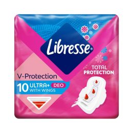   Libresse Ultra+ Deo Freshness & Protection enyhén illatosított szárnyas egészségügyi betét (10 db)