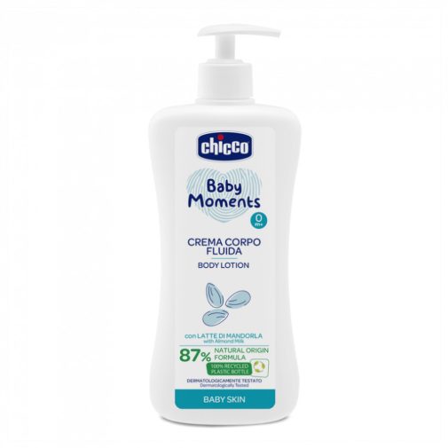 Chicco testápoló tej újszülött kortól, 87%-ban természetes összetevőkkel (500 ml)