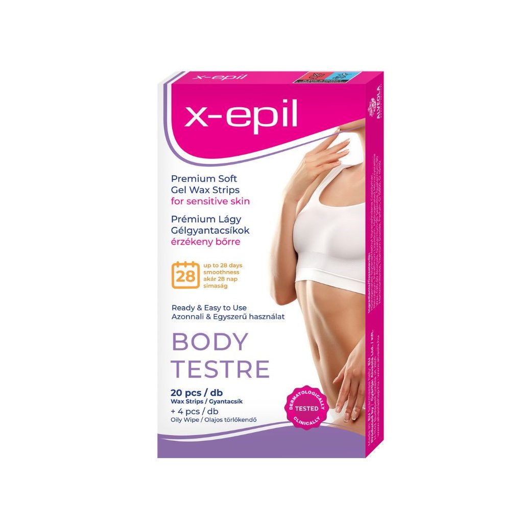 X-Epil Prémium lágy gélgyantacsíkok érzékeny bőrre testre (20 db)