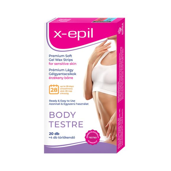 X-Epil Prémium lágy gélgyantacsíkok érzékeny bőrre testre (20 db)