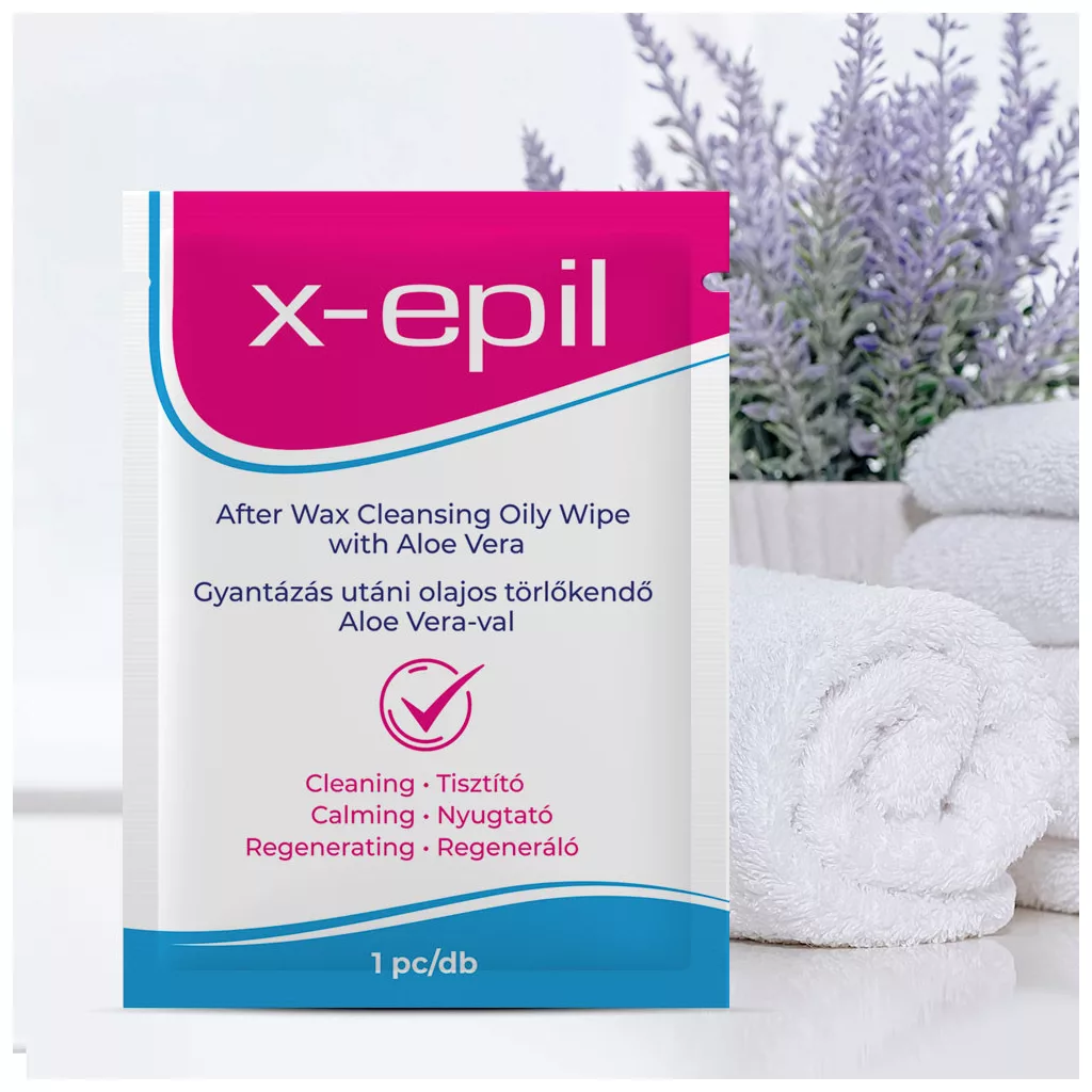X-Epil Gyantázás utáni olajos törlőkendő Aloe Verával (4 db)