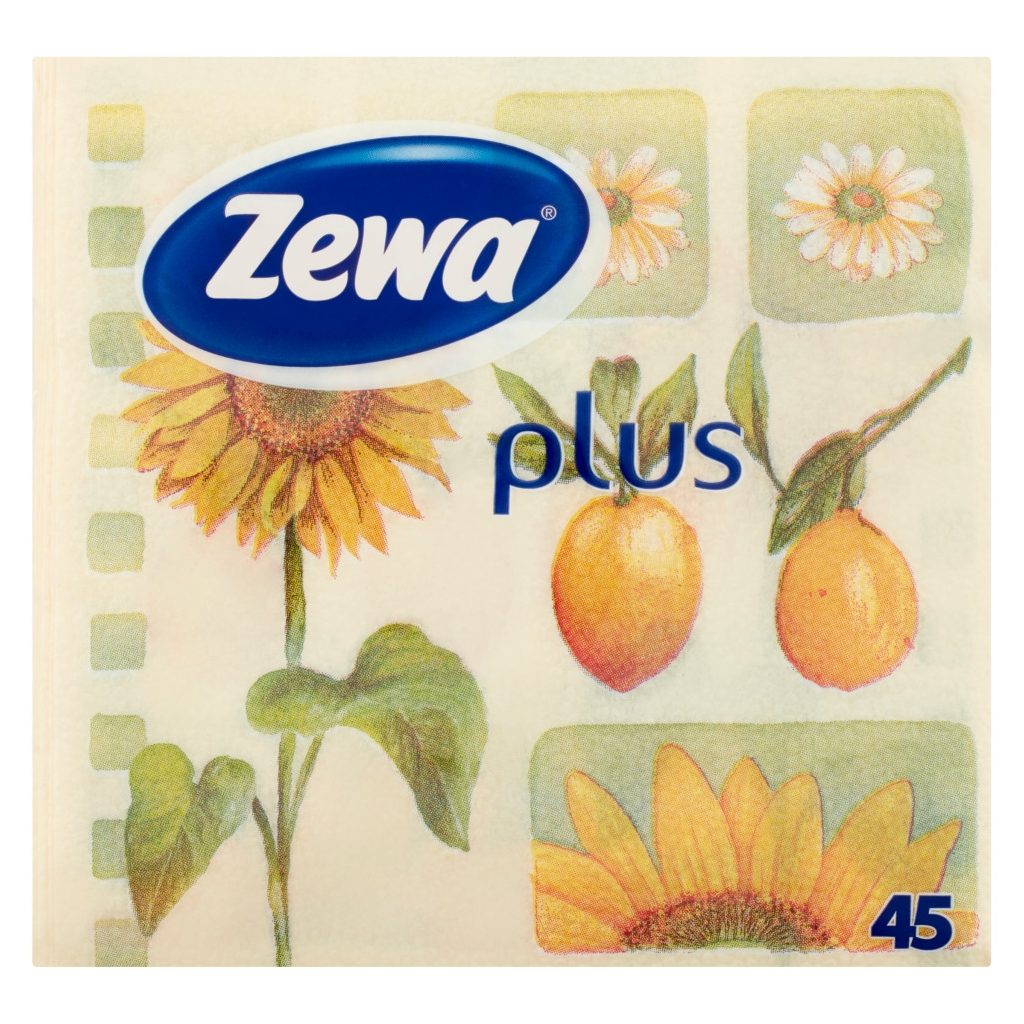 Zewa Plus 1 rétegű szalvéta, napraforgó (45 db)