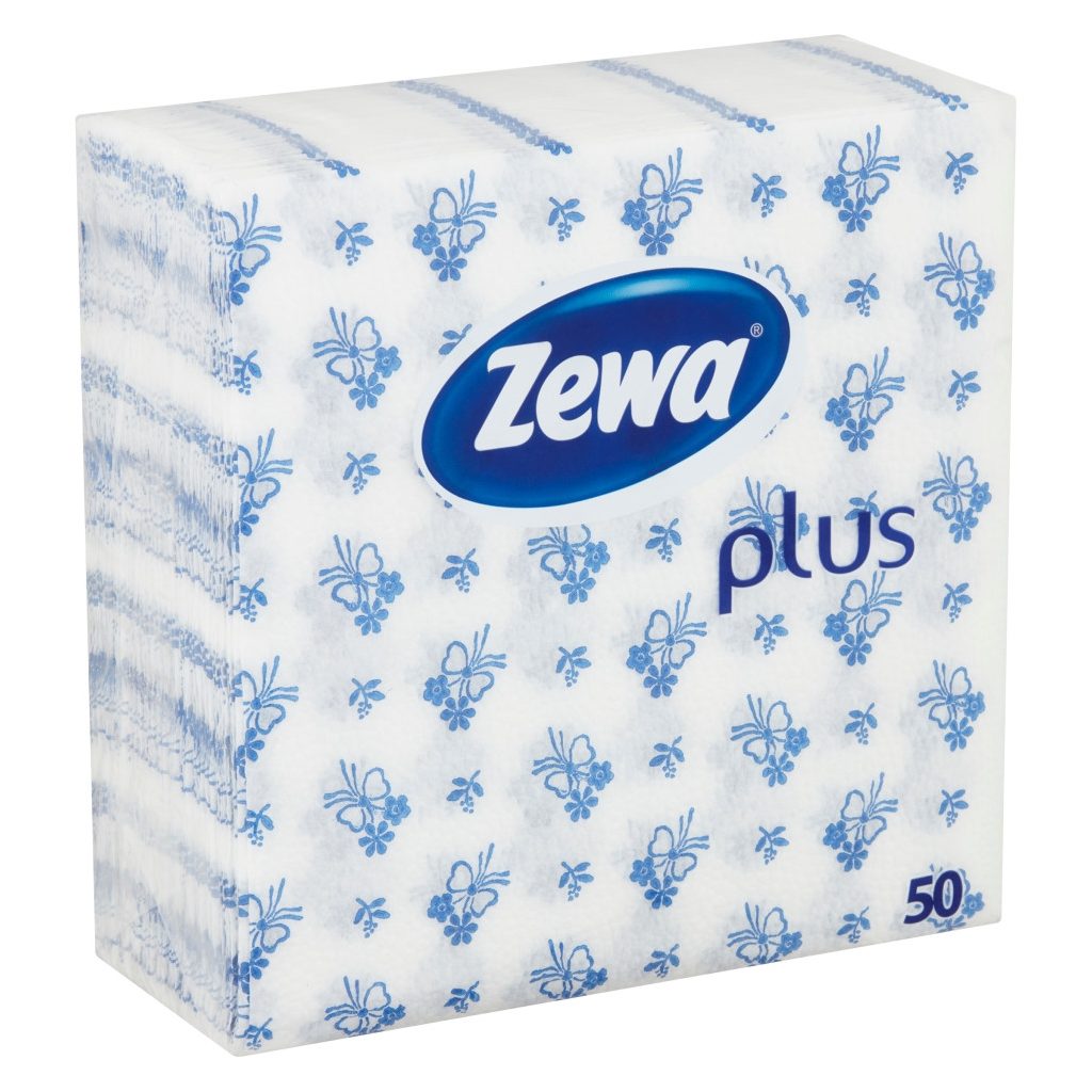 Zewa Plus 1 rétegű szalvéta, kék mintás (50 db)