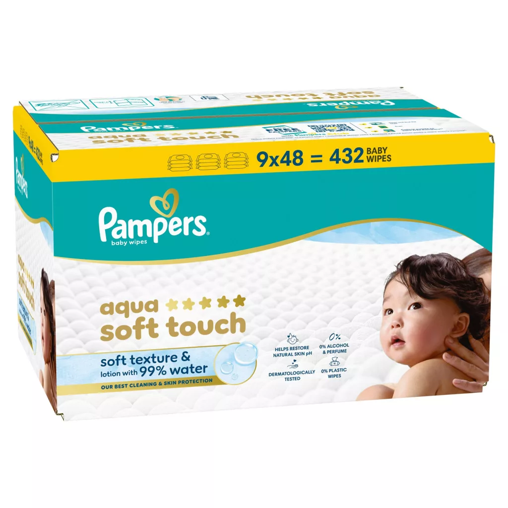 Pampers Aqua Soft Touch nedves törlőkendő 9x48 db