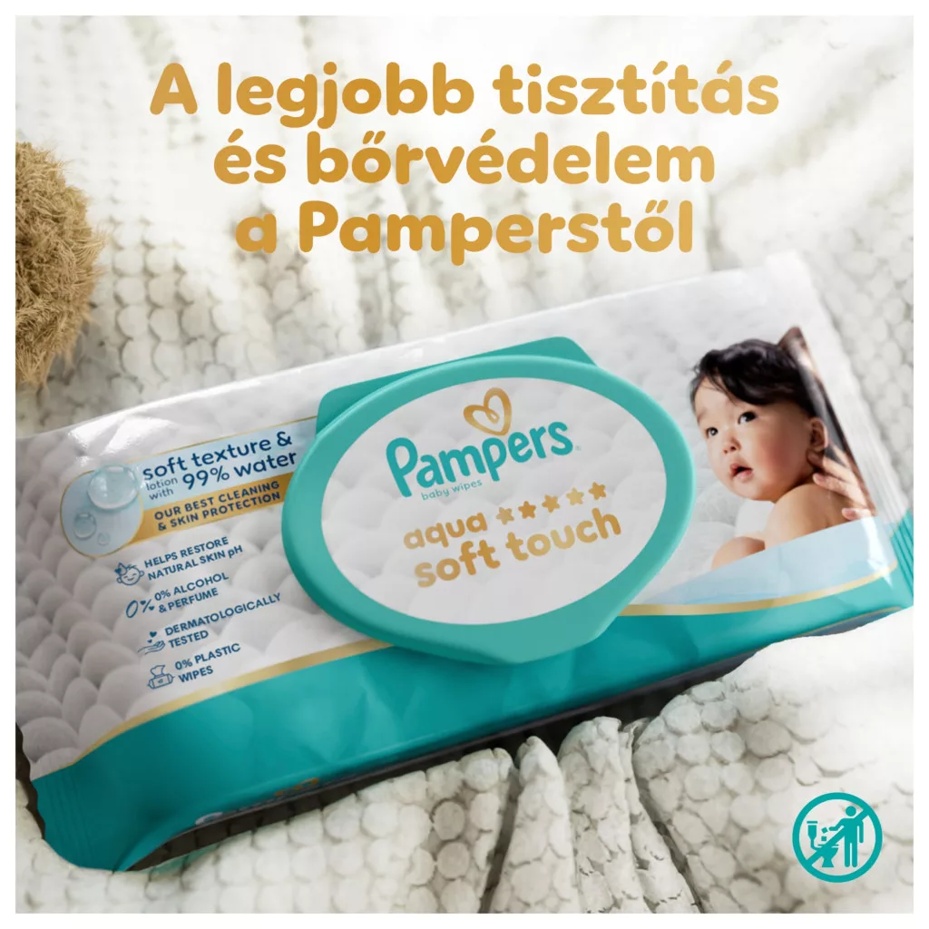 Pampers Aqua Soft Touch nedves törlőkendő 60 db