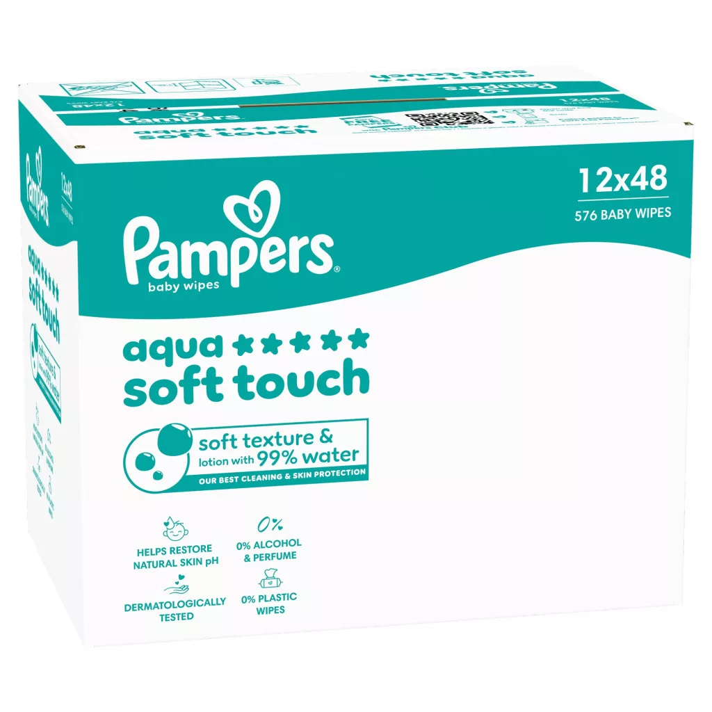 Pampers Aqua Soft Touch nedves törlőkendő 12x48 db