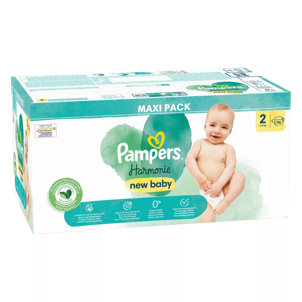 CSOMAGOLÁSSÉRÜLT - Pampers Harmonie pelenka 2, 4-8 kg, 96 db