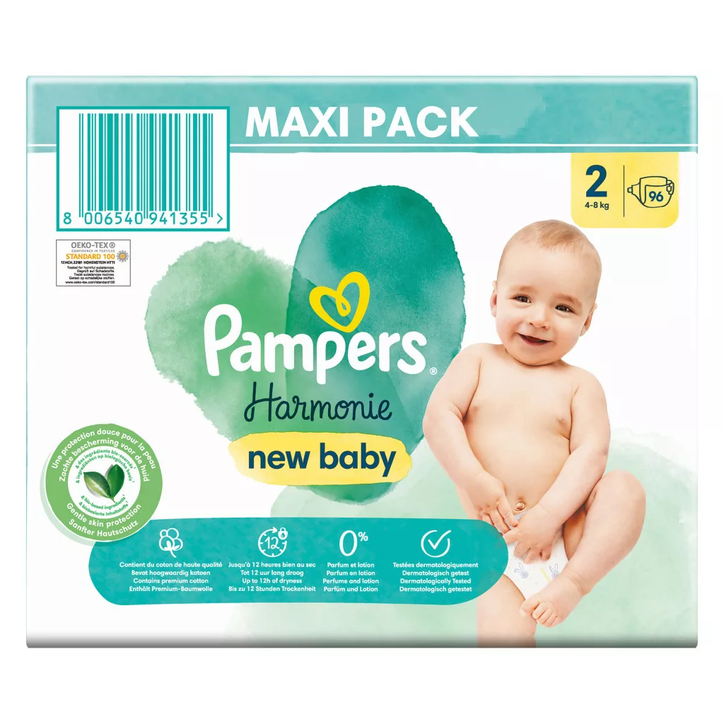 CSOMAGOLÁSSÉRÜLT - Pampers Harmonie pelenka 2, 4-8 kg, 96 db