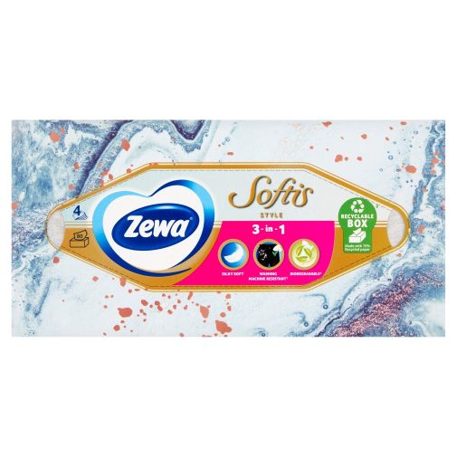 Zewa Softis Style 4 rétegű illatmentes dobozos papírzsebkendő (80 db)