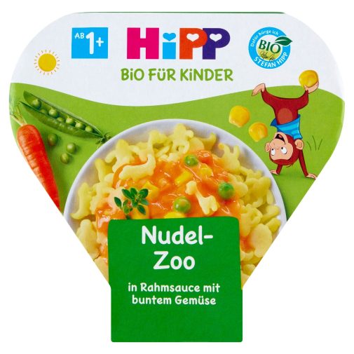 Hipp BIO állatfigurás tészta zöldségekkel tejszínes szószban, 12 hó+ (250 g) - tálcás menü