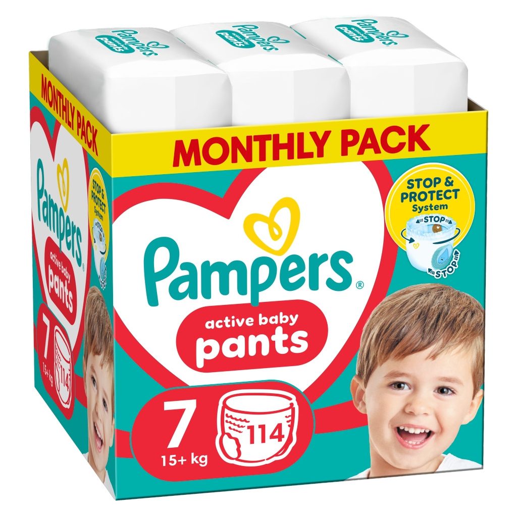 Pampers Active Baby Pants bugyipelenka 7, 15+ kg HAVI PELENKACSOMAG 114 db