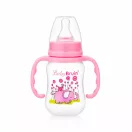 BabyBruin műanyag karcsúsított cumisüveg fogóval - rózsaszín (125 ml)