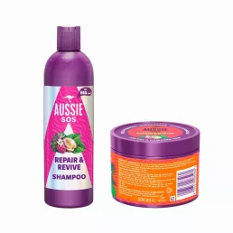   Aussie SOS Repair Ajándékszett: Sampon és Hajpakolás Károsodott Hajra Selymes és Hidratált Haj