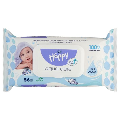 Bella Happy Aqua Care vízalapú nedves törlőkendő 56 db