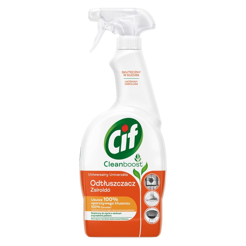 Cif Cleanboost Power&Shine konyhai zsíroldó spray, makacs konyhai szennyeződésekre (750 ml)