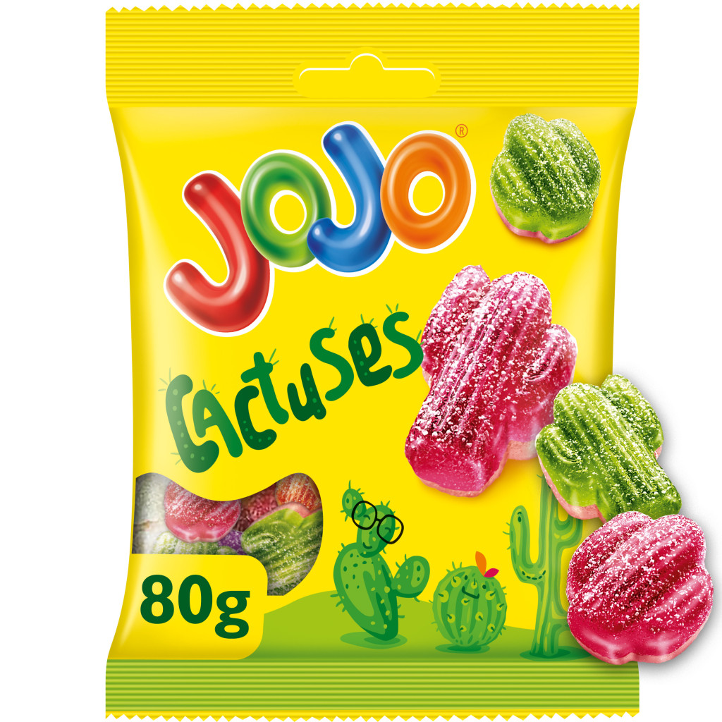 Jojo Savanyú Kaktusz, vegyes gyümölcsízű gluténtmentes gumicukorka (80 g)