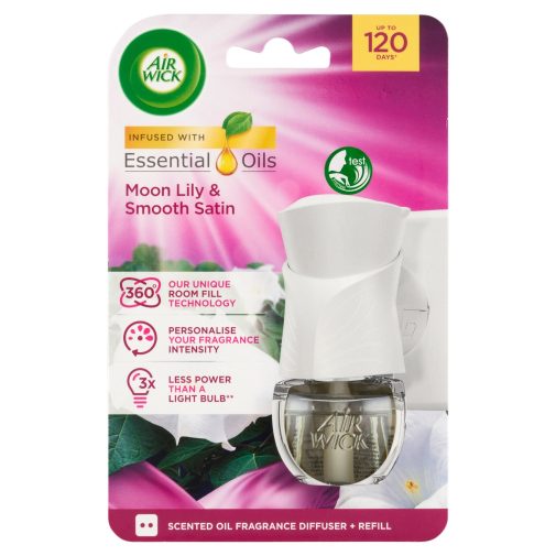 Air Wick elektromos légfrissítő készülék, Bársonyos Szatén és Éji Liliom utántöltővel (19 ml)