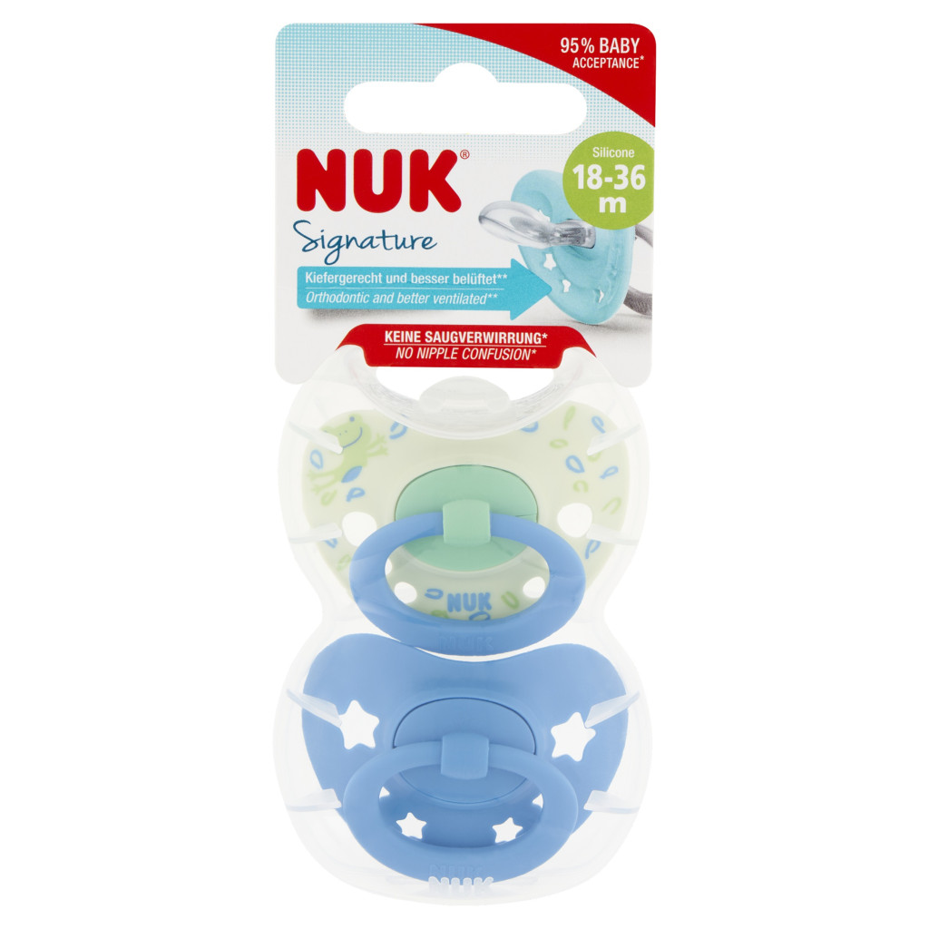 NUK Signature szilikon cumi 18-36hó 2 db (fiú)
