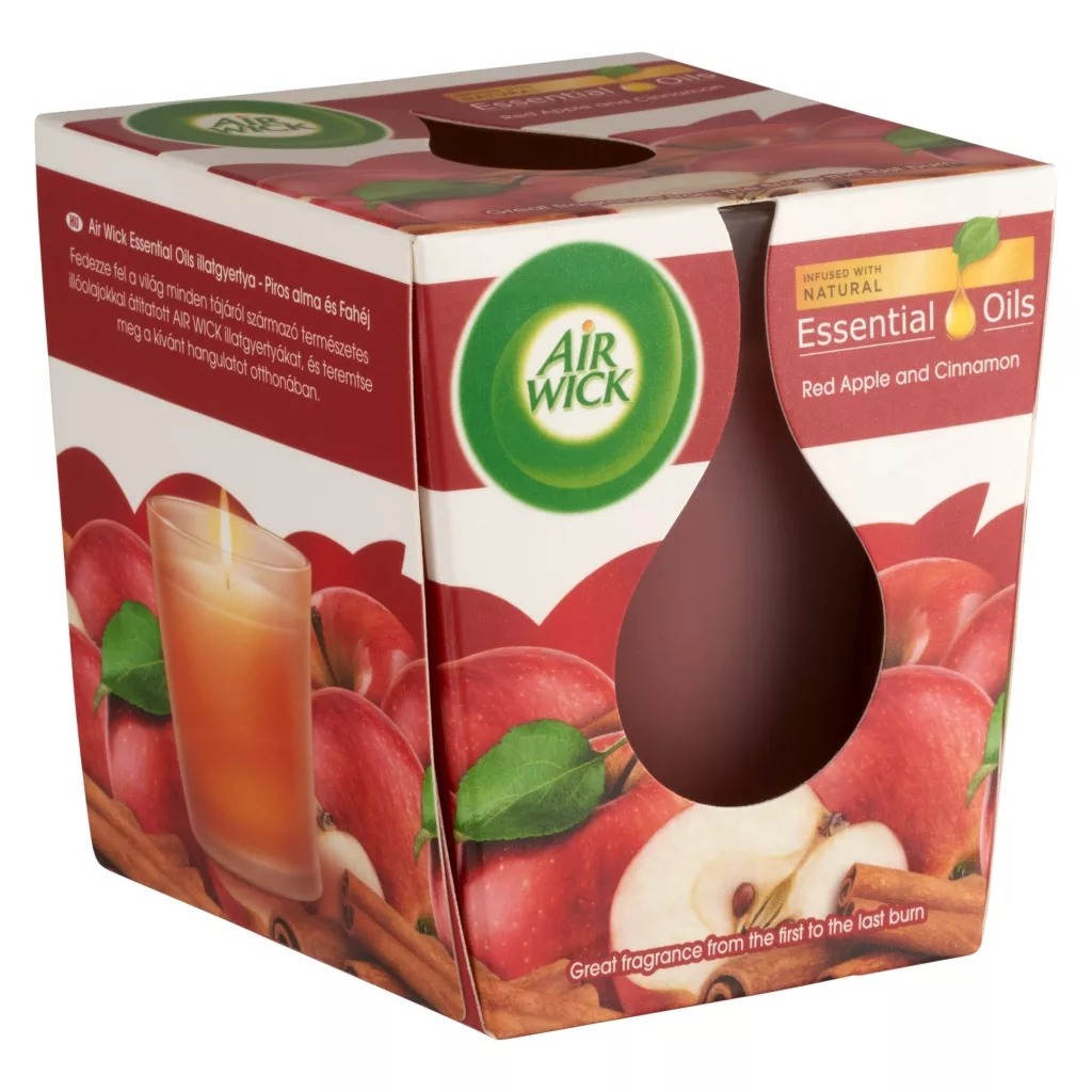 Air Wick Essential Oils illatgyertya, Cukoralma és fahéj (105 g)