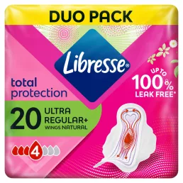   Libresse Ultra+ Natural szárnyas egészségügyi betét aloe vera kivonattal (2x10 db)