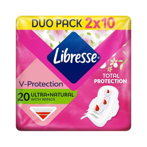 Libresse Ultra+ Natural szárnyas egészségügyi betét aloe vera kivonattal (2x10 db)