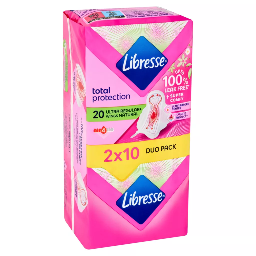 Libresse Ultra+ Natural szárnyas egészségügyi betét aloe vera kivonattal (2x10 db)