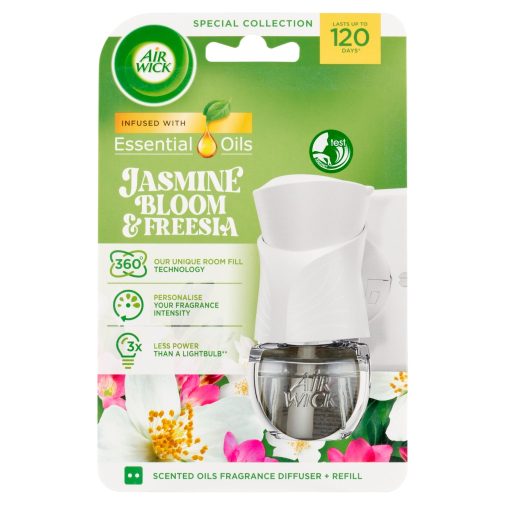 Air Wick elektromos légfrissítő készülék, Virágzó jázmin és frézia utántöltővel (19 ml)