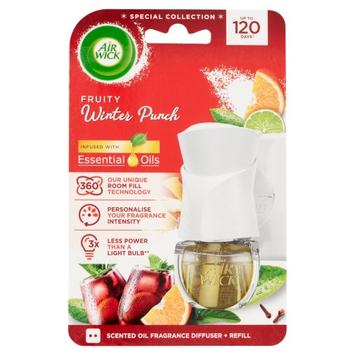 Air Wick elektromos légfrissítő készülék, Gyümölcsös Téli Puncs utántöltővel (19 ml)