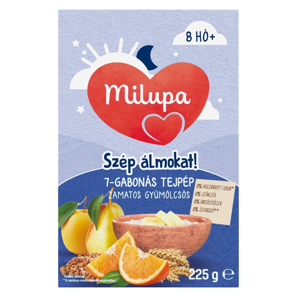 Milupa Szép álmokat! 7 gabonás tejpép, zamatos gyümölcsös 8 hó+ (225 g)