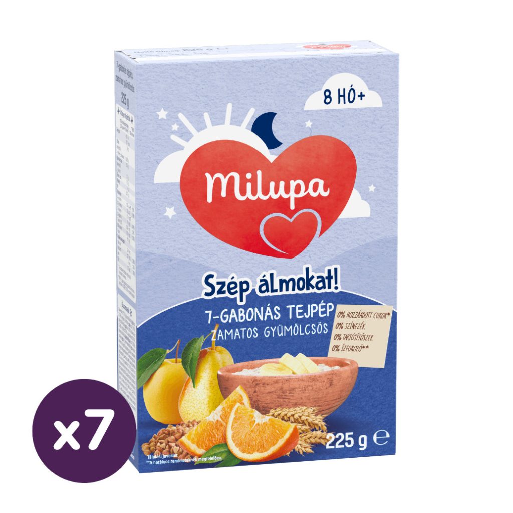 Milupa Szép álmokat! 7 gabonás tejpép, zamatos gyümölcsös 8 hó+ (7x225 g)
