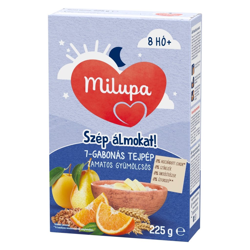 Milupa Szép álmokat! 7 gabonás tejpép, zamatos gyümölcsös 8 hó+ (225 g)