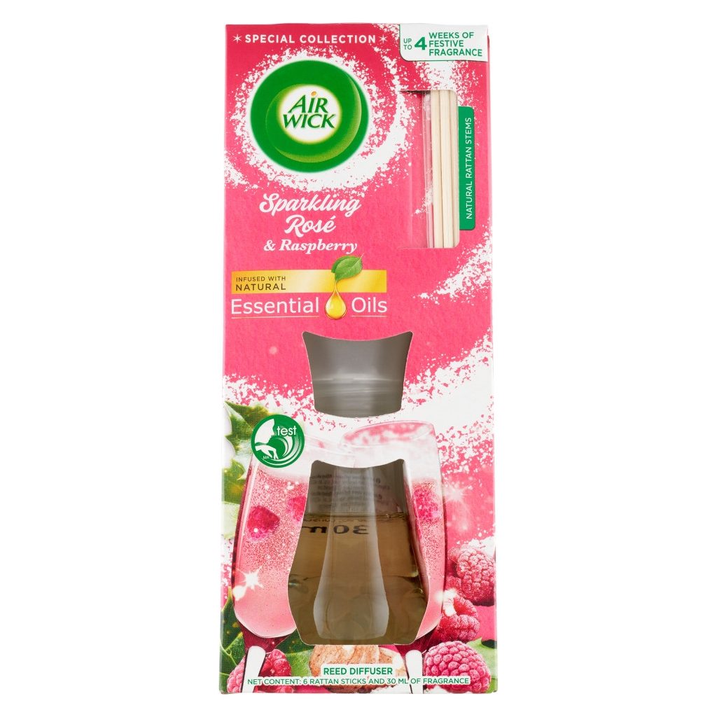 Air Wick pálcikás illatosító, Rozé Pezsgő és Málna illat (30 ml)