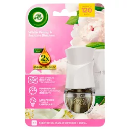   Air Wick elektromos légfrissítő készülék Fehér bazsarózsa és jázminvirág utántöltővel (19 ml)