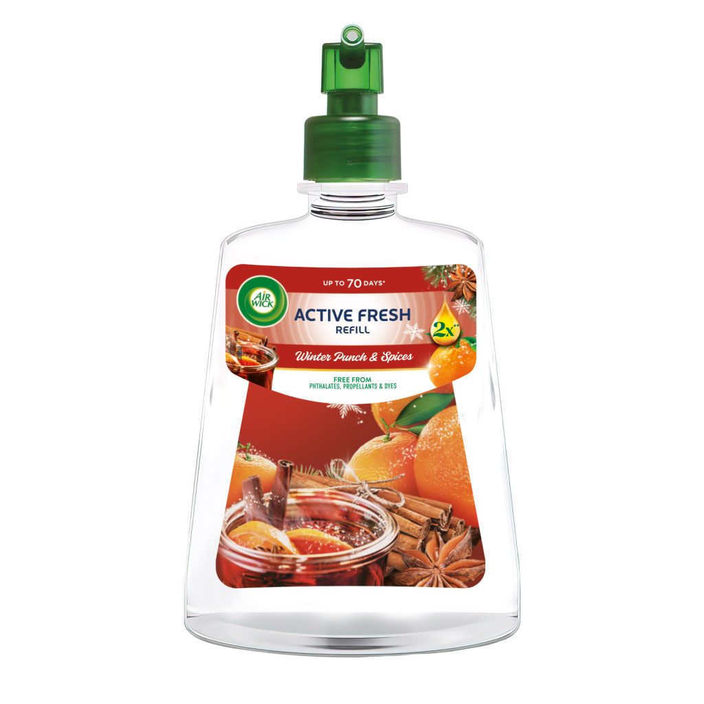 Air Wick Active Fresh Automata Légfrissítő spray utántöltő, Gyümölcsös téli puncs (228 ml)