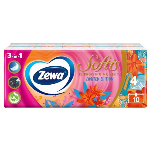 Zewa Softis Energizing Moments illatosított papír zsebkendő 4 rétegű (10x9 db)