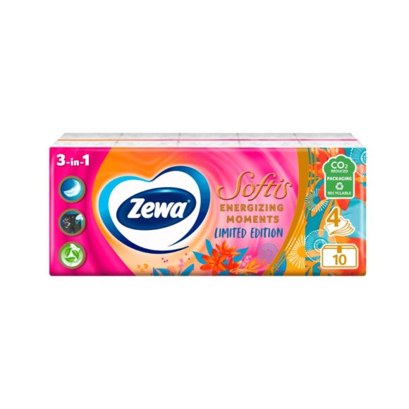 Zewa Softis Energizing Moments illatosított papír zsebkendő 4 rétegű (10x9 db)