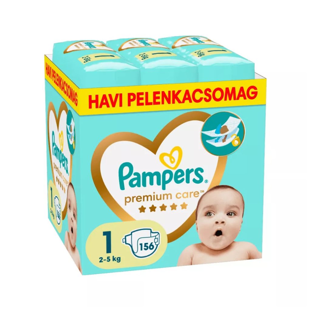 Pampers Premium Care pelenka 1, 2-5 kg, HAVI PELENKACSOMAG 156 db