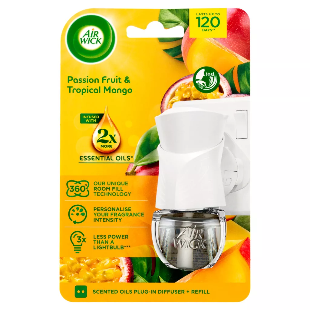 Air Wick elektromos légfrissítő készülék, Trópusi mangó és maracuja (19 ml)