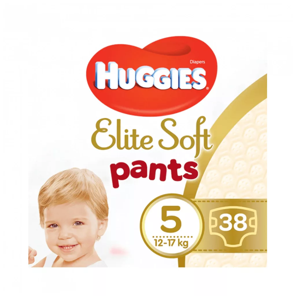 CSOMAGOLÁSSÉRÜLT Huggies Elite Soft Pants bugyipelenka 5, 12-17 kg, 38 db