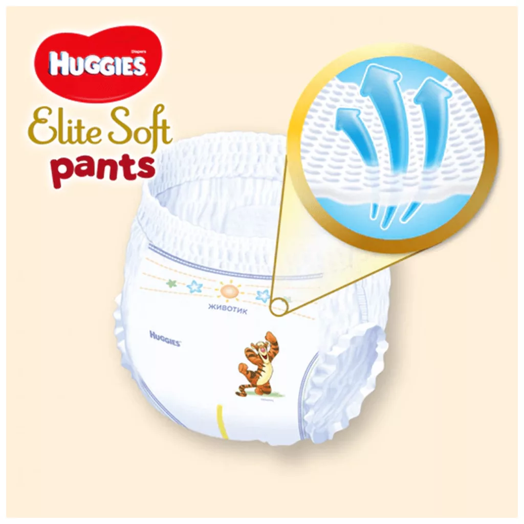 CSOMAGOLÁSSÉRÜLT Huggies Elite Soft Pants bugyipelenka 5, 12-17 kg, 38 db